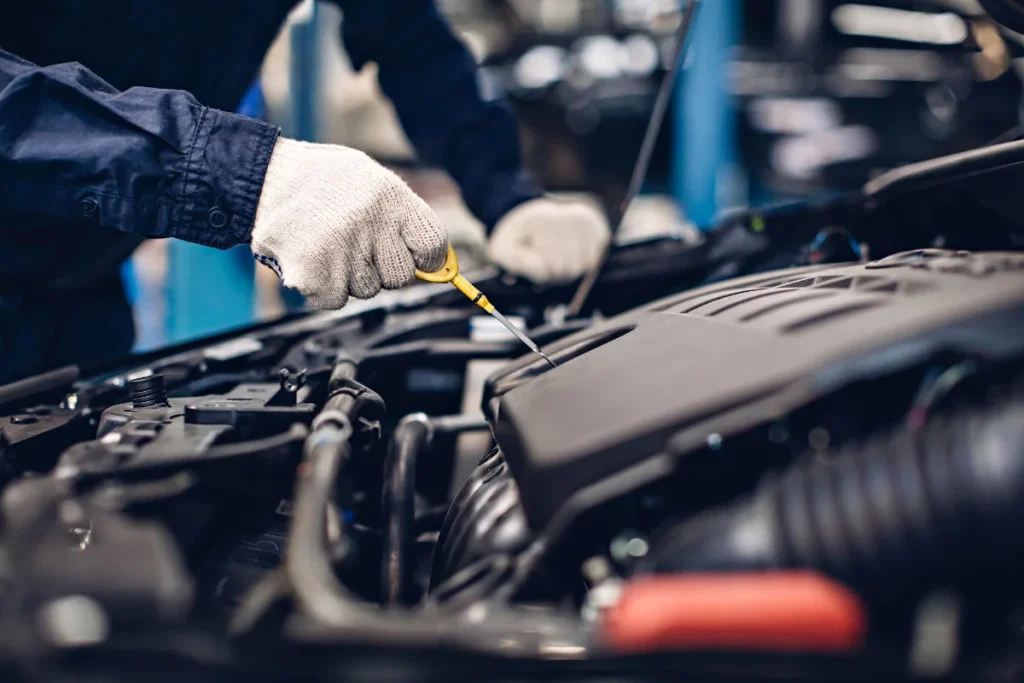 Engine bay during a mechanical repair